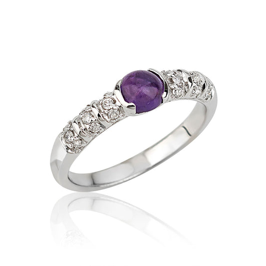 Blongy Baby Ring in White Gold and Amethyst