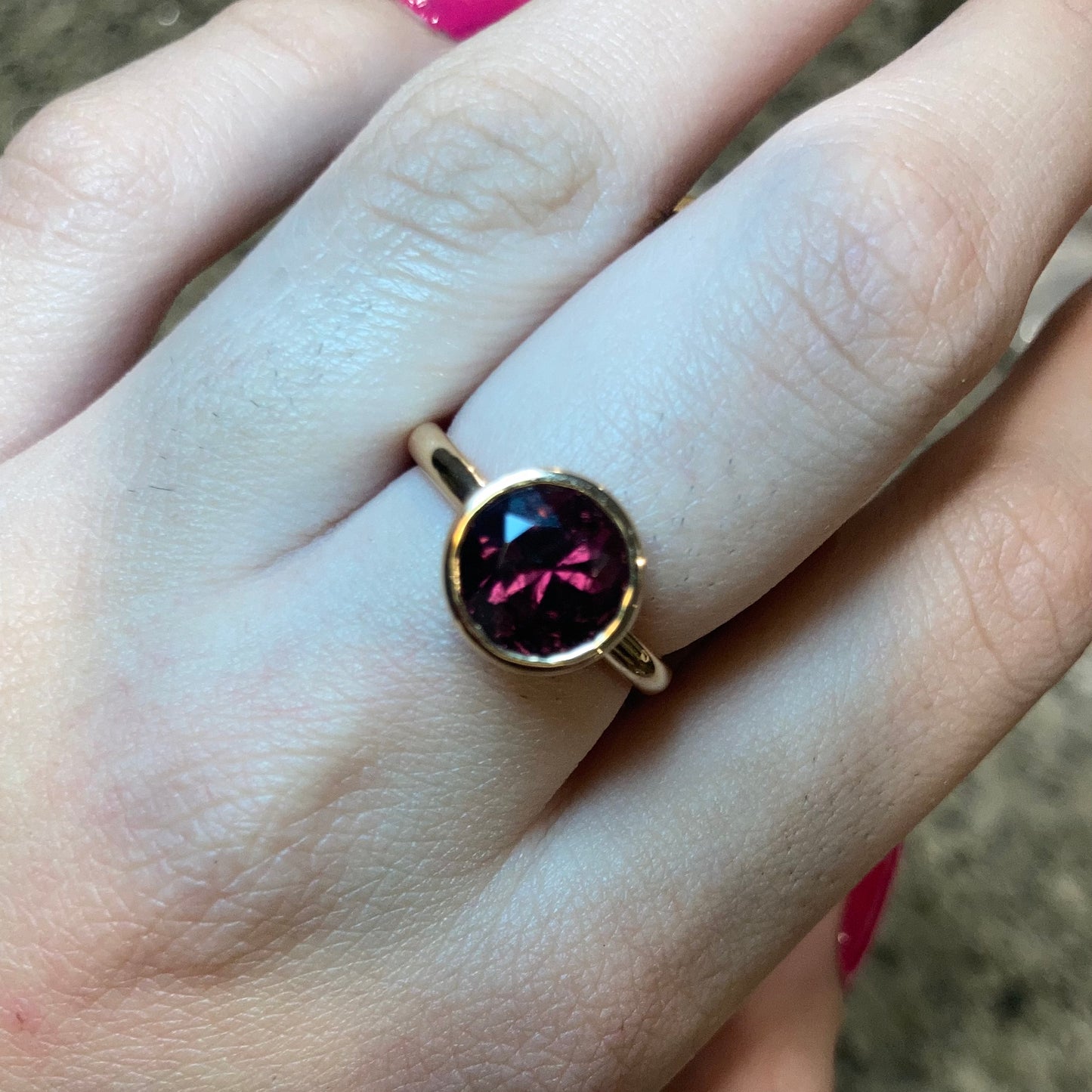 Khushi Round Ring in Rose Gold and Rubellite Tourmaline