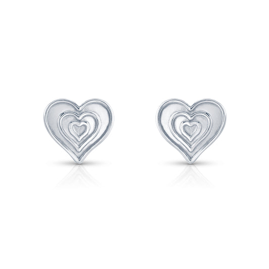 sarah's heart stud earrings in white gold