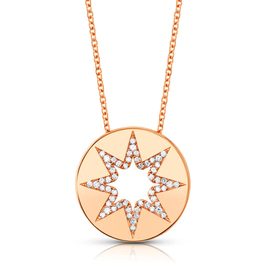 starry pendant in rose gold and diamonds