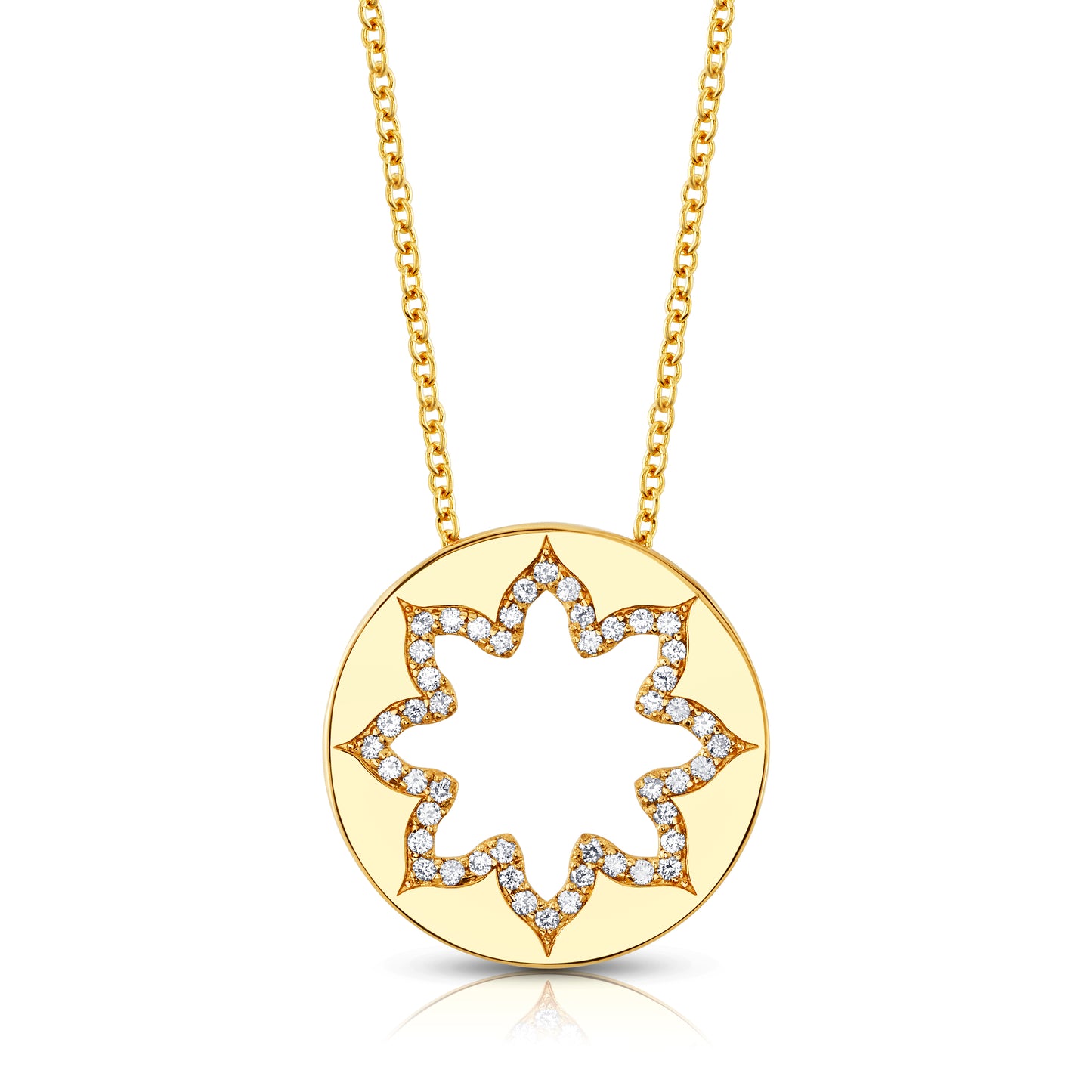 zen pendant in yellow gold and diamonds